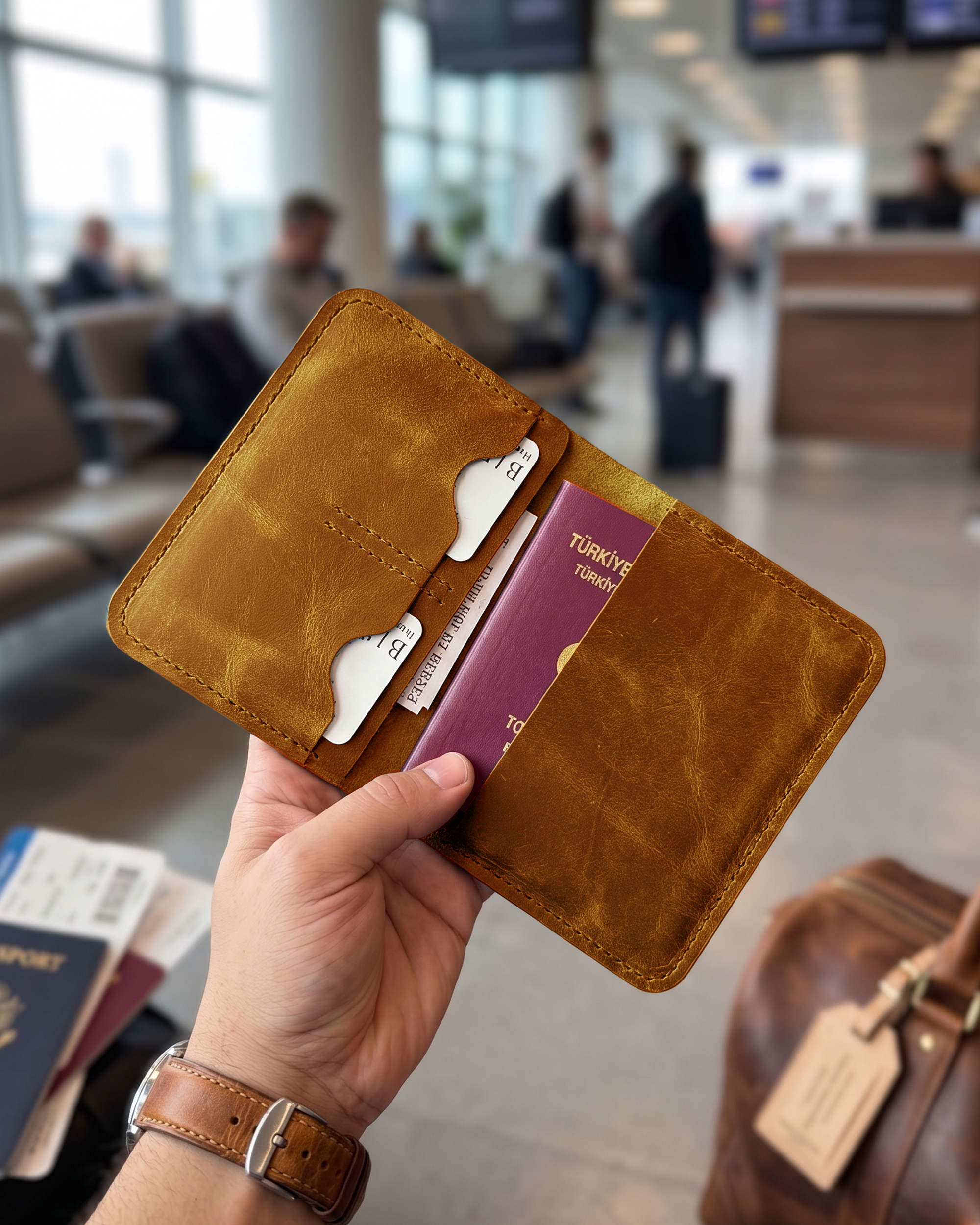 Dawn - Bifold Pasaport Kılıfı & Seyahat Cüzdanı | Hakiki Deri & İsme Özel
