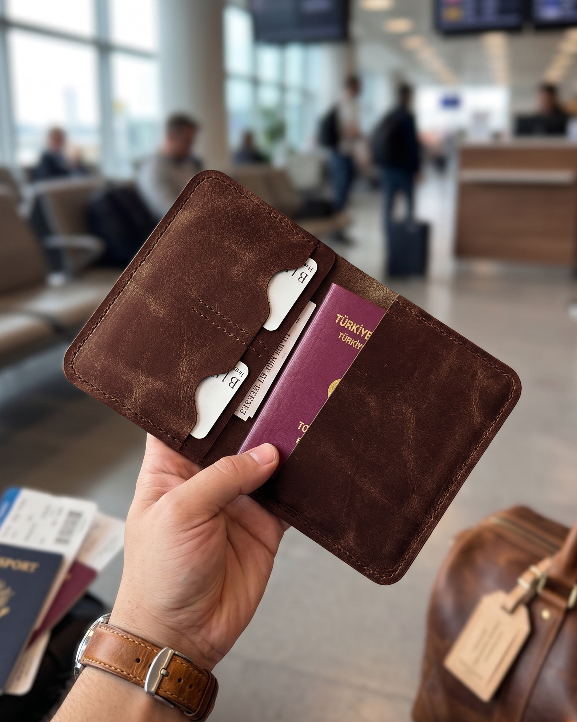 Dawn - Bifold Pasaport Kılıfı & Seyahat Cüzdanı | Hakiki Deri & İsme Özel
