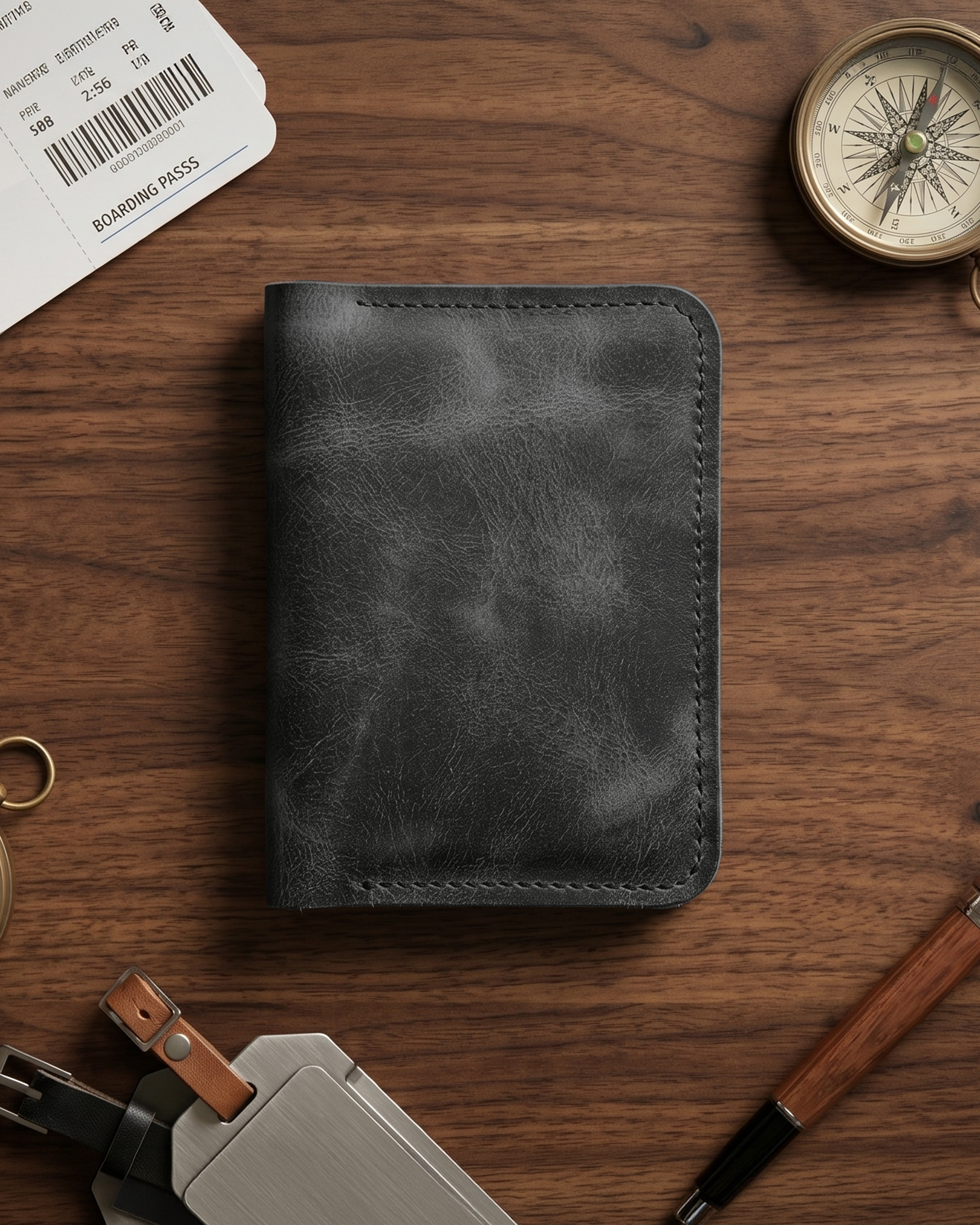 Glow - Bifold Pasaport Kılıfı & Seyahat Cüzdanı | Hakiki Deri & İsme Özel