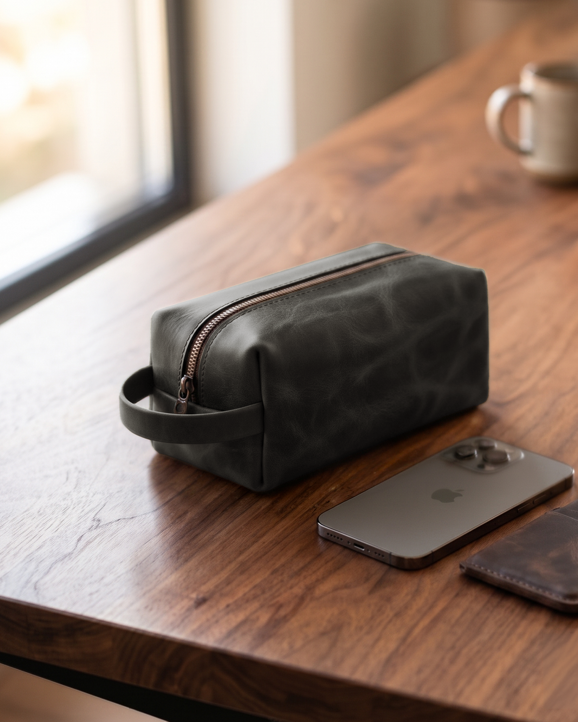 Hakiki Deri Fermuarlı El Çantası - Dopp Kit (EDC Pouch)