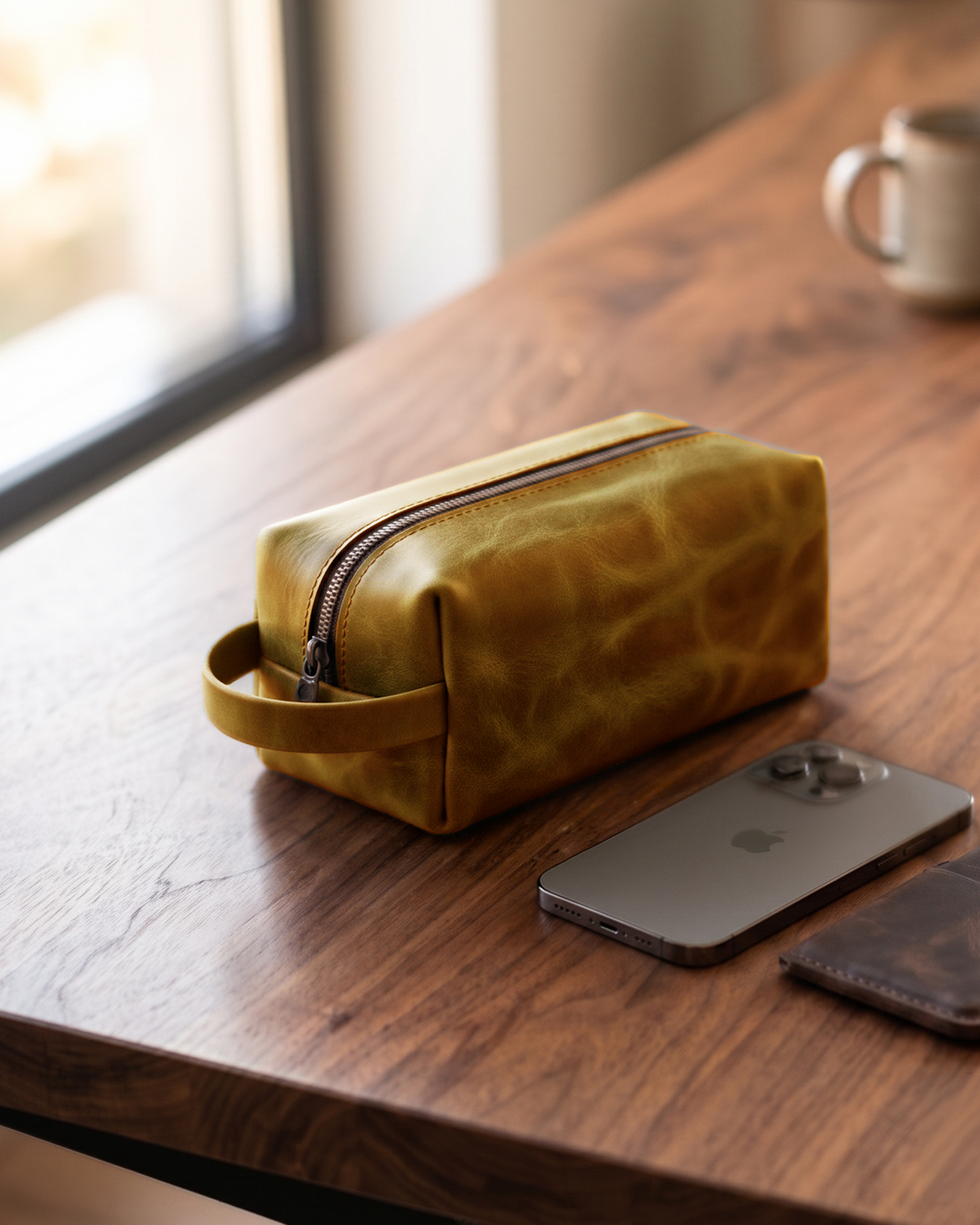Hakiki Deri Fermuarlı El Çantası - Dopp Kit (EDC Pouch)