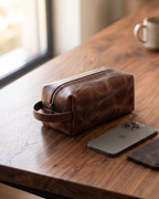 Hakiki Deri Fermuarlı El Çantası - Dopp Kit (EDC Pouch)